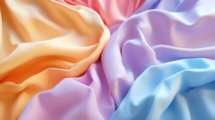 Colorful silk fabric folds in soft tones.