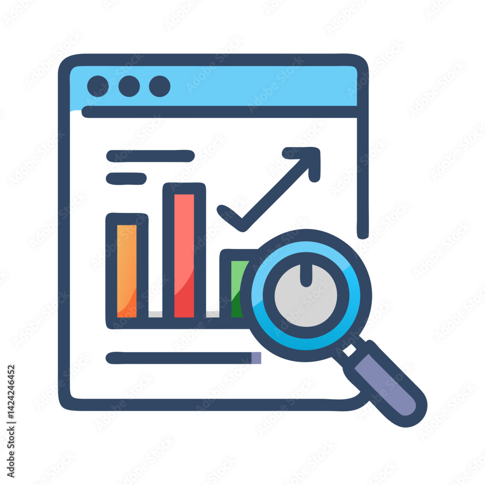 Poster SEO Content Analysis Icon Representing Search Optimization and Digital Strategy Review