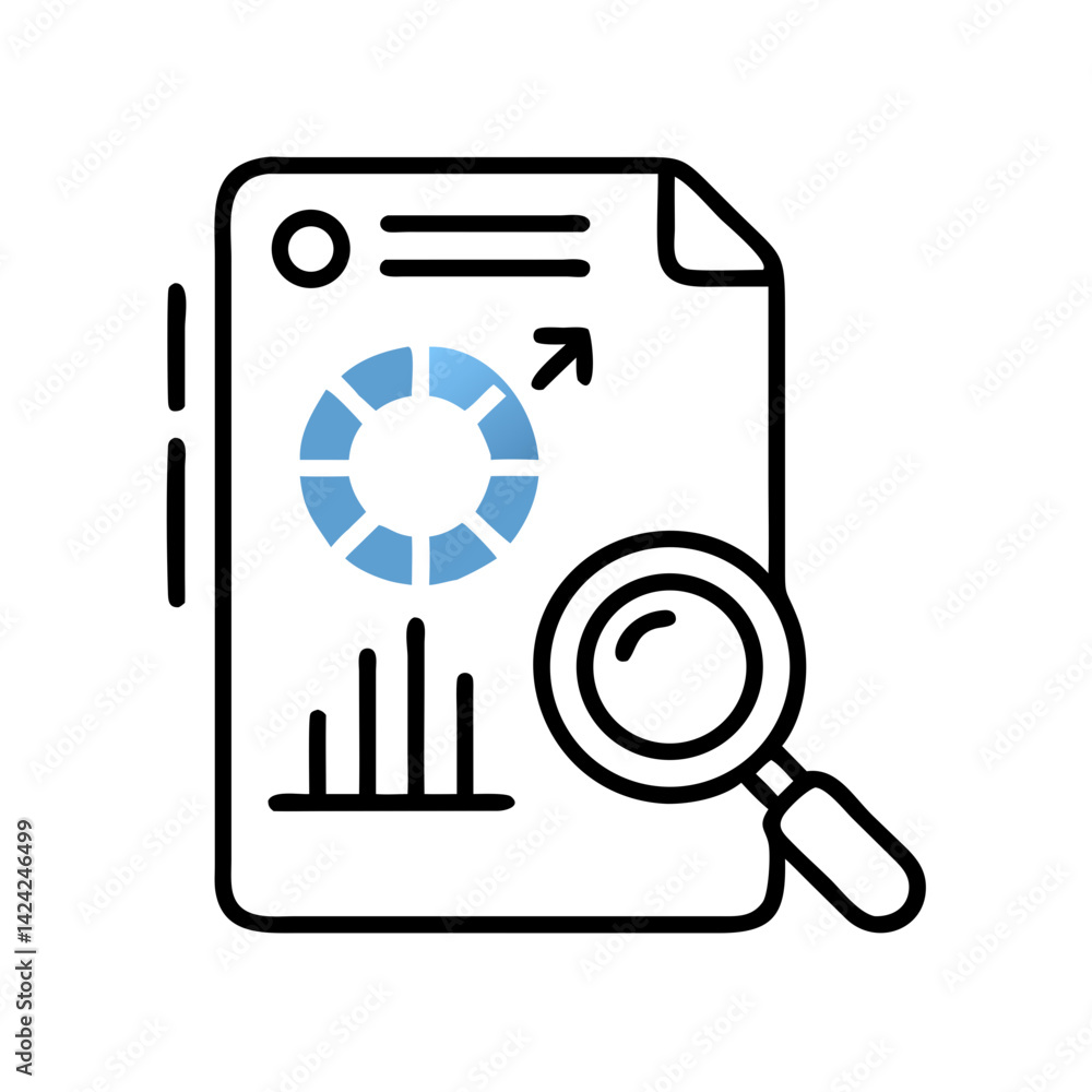 Poster seo content analysis icon representing search optimization and digital strategy review