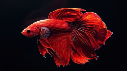 Vibrant Red Siamese Fighting Fish  Betta Splendens  Aquatic Life