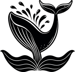 Whale Tail Splashing in the Sea with Stylized Water Effects