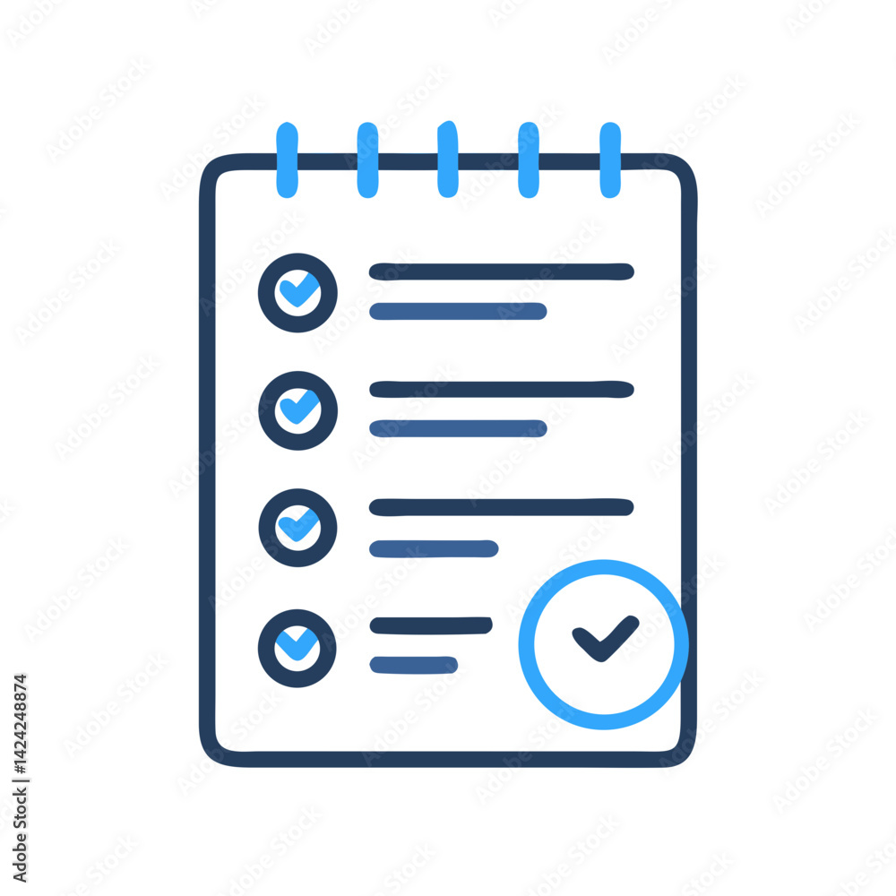 Aufkleber spiral notepad with tasks icon representing to-do list and daily planning