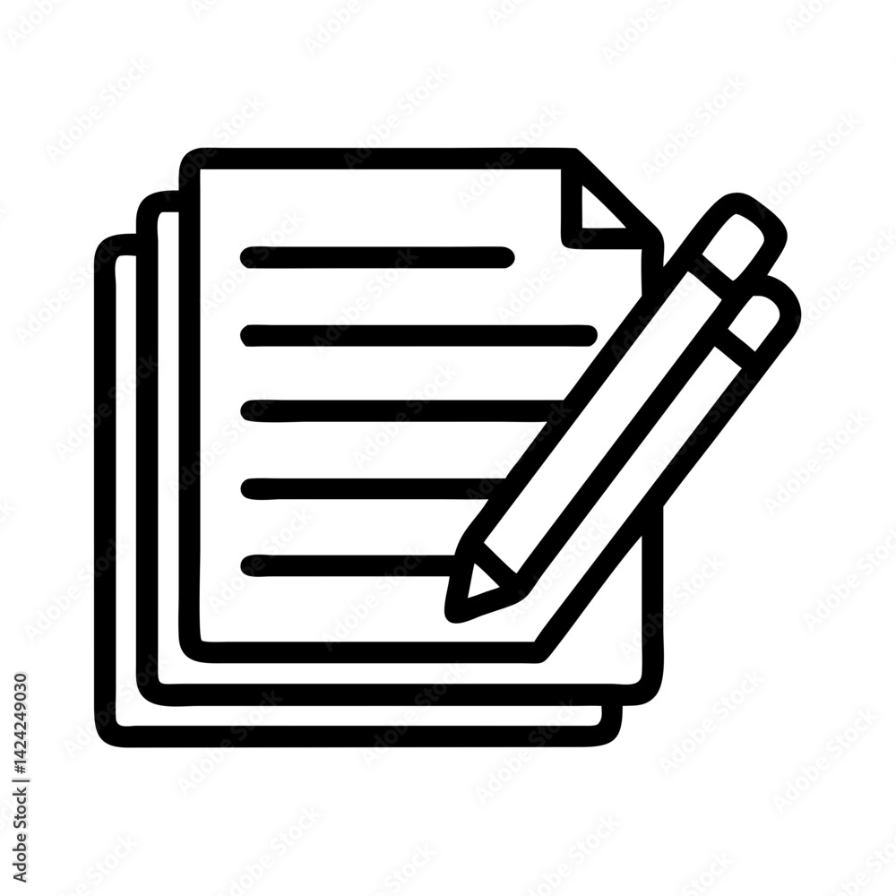 Aufkleber stack of notes with pencil icon representing writing, planning, and documentation