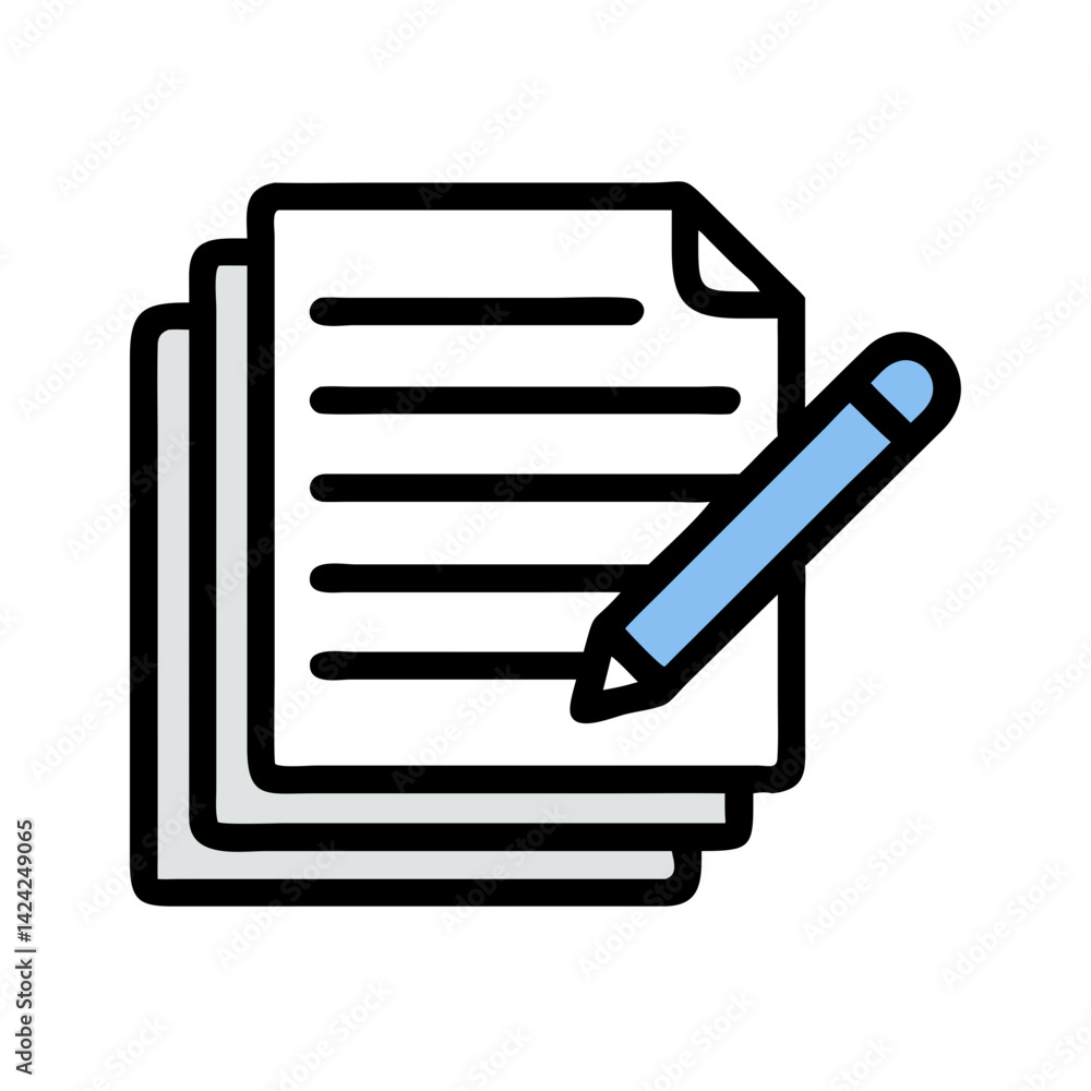 Aufkleber stack of notes with pencil icon representing writing, planning, and documentation
