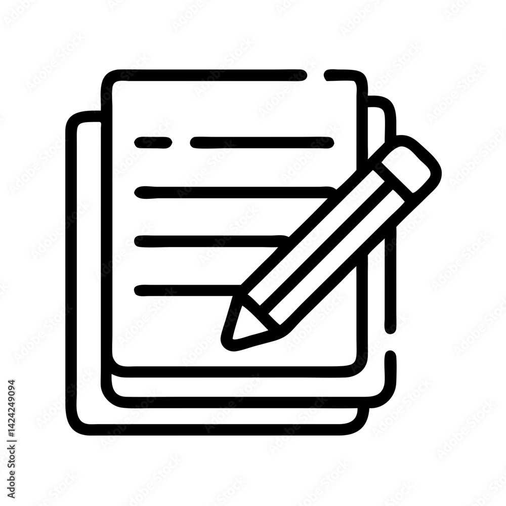 Aufkleber stack of notes with pencil icon representing writing, planning, and documentation