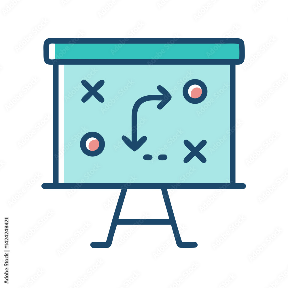 Poster Strategy Board Icon Representing Business Planning and Tactical Execution