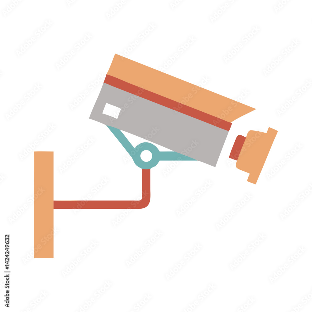 Poster surveillance camera icon representing security monitoring and safety system