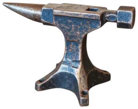 Aged metal anvil isolated on white, transparent background png