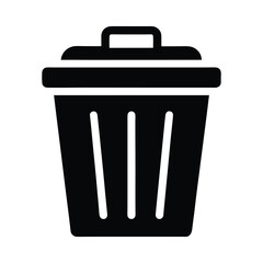 Bin Icon Vector Silhouette on White Background  