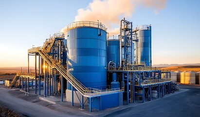 Obraz premium Industrial facility at sunrise