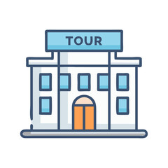 Travel Office Building Icon Representing Tour Agency and Booking Services