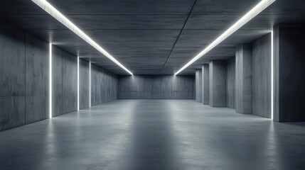 Modern Concrete Tunnel  Futuristic Architecture  Industrial Interior Design