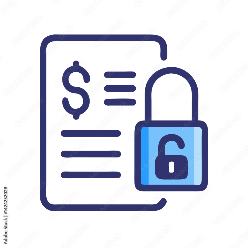 Poster Unlocked Invoice Icon Representing Secure Payment Authorization