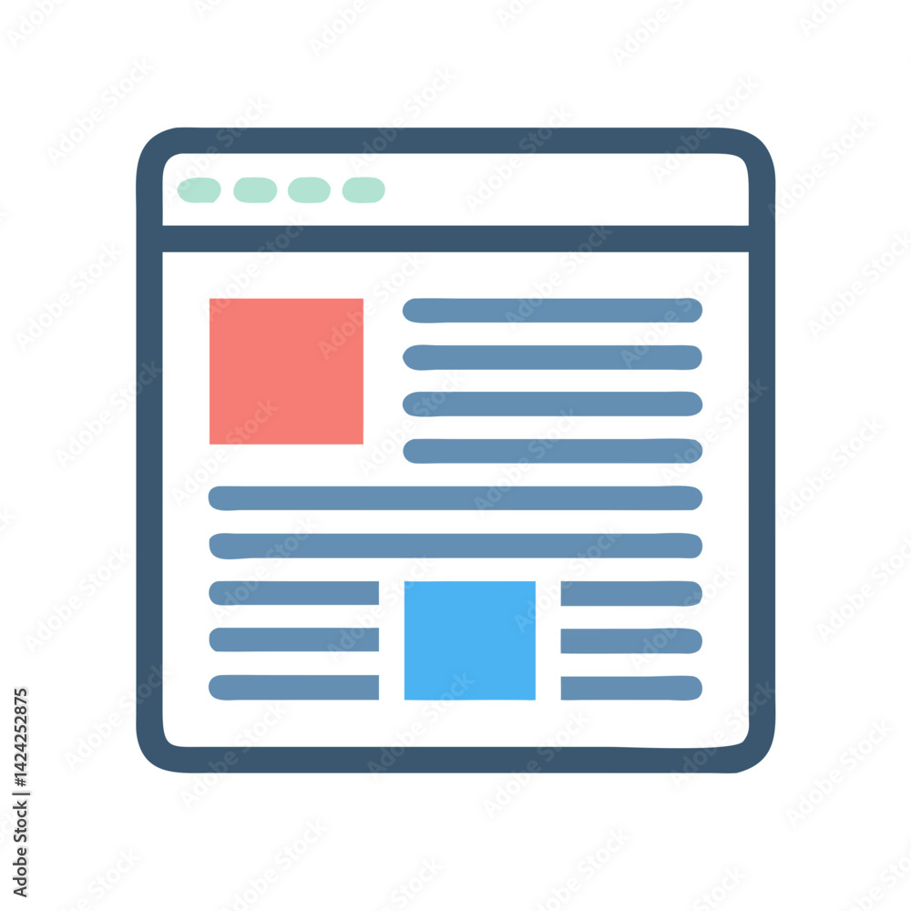 Poster Web Page with Article Layout Icon Representing Content Structure