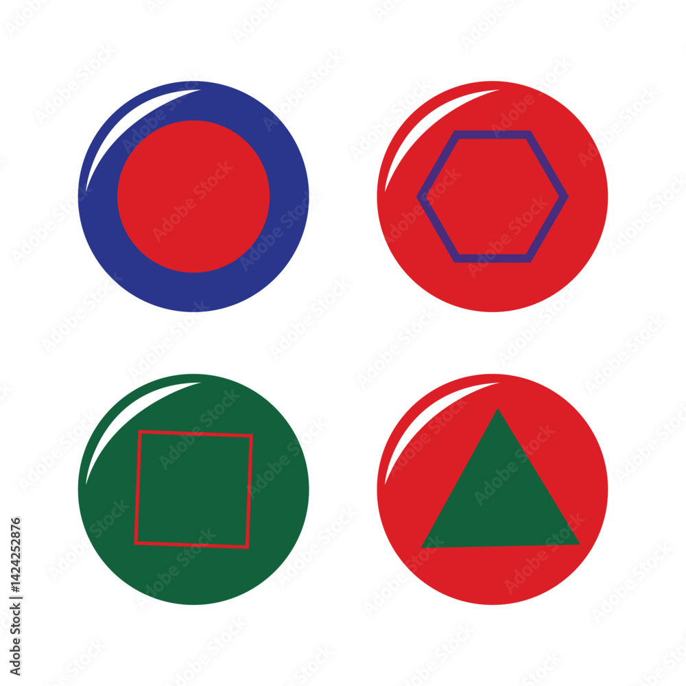 Poster a set of colorful glossy buttons and icons for web design feature round, shiny, vector illustrations