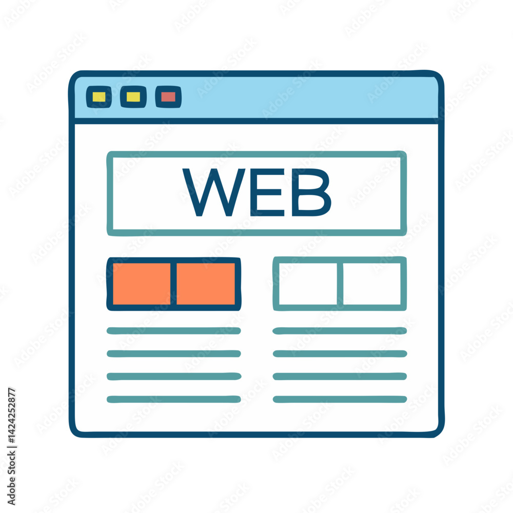 Poster Web Page with Article Layout Icon Representing Content Structure