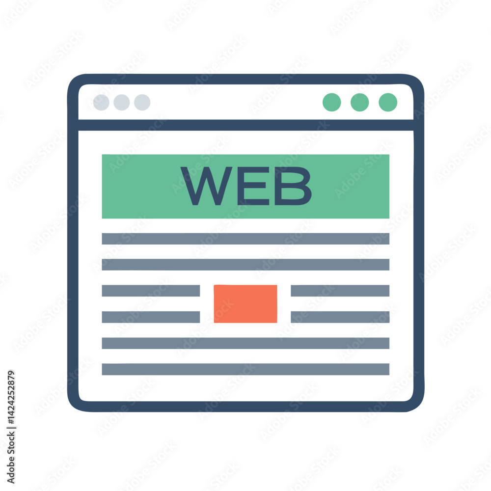 Poster Web Page with Article Layout Icon Representing Content Structure