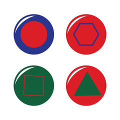 A set of colorful glossy buttons and icons for web design feature round, shiny, vector illustrations as internet symbols on a website