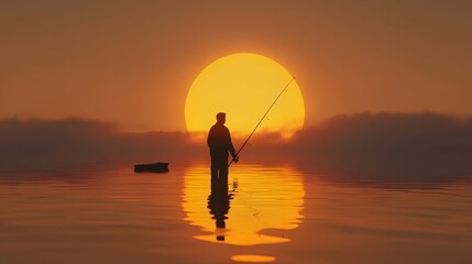 Coastal fishing in the sunset glow