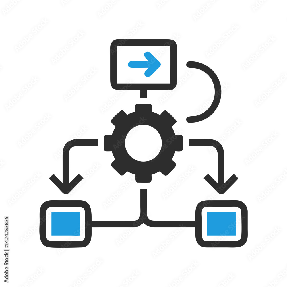 Poster workflow diagram icon representing process management