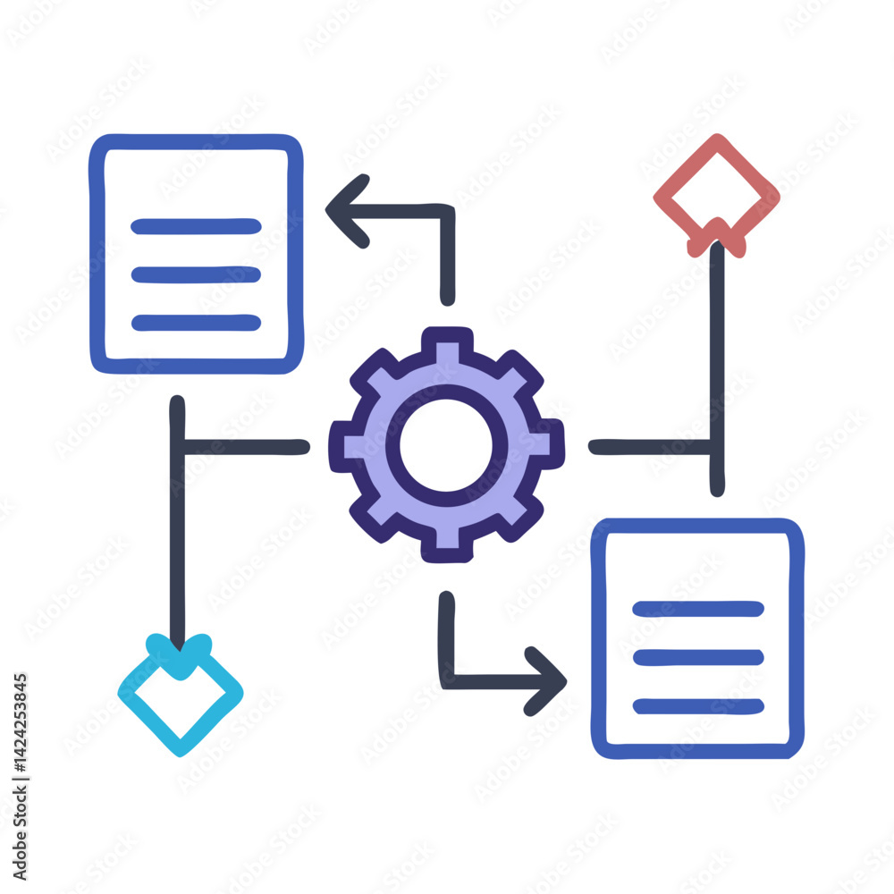 Poster workflow diagram icon representing process management