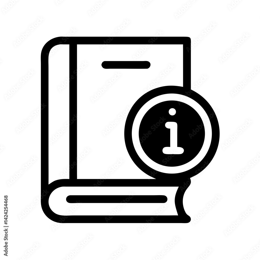 Poster book with info symbol icon representing printed educational resource