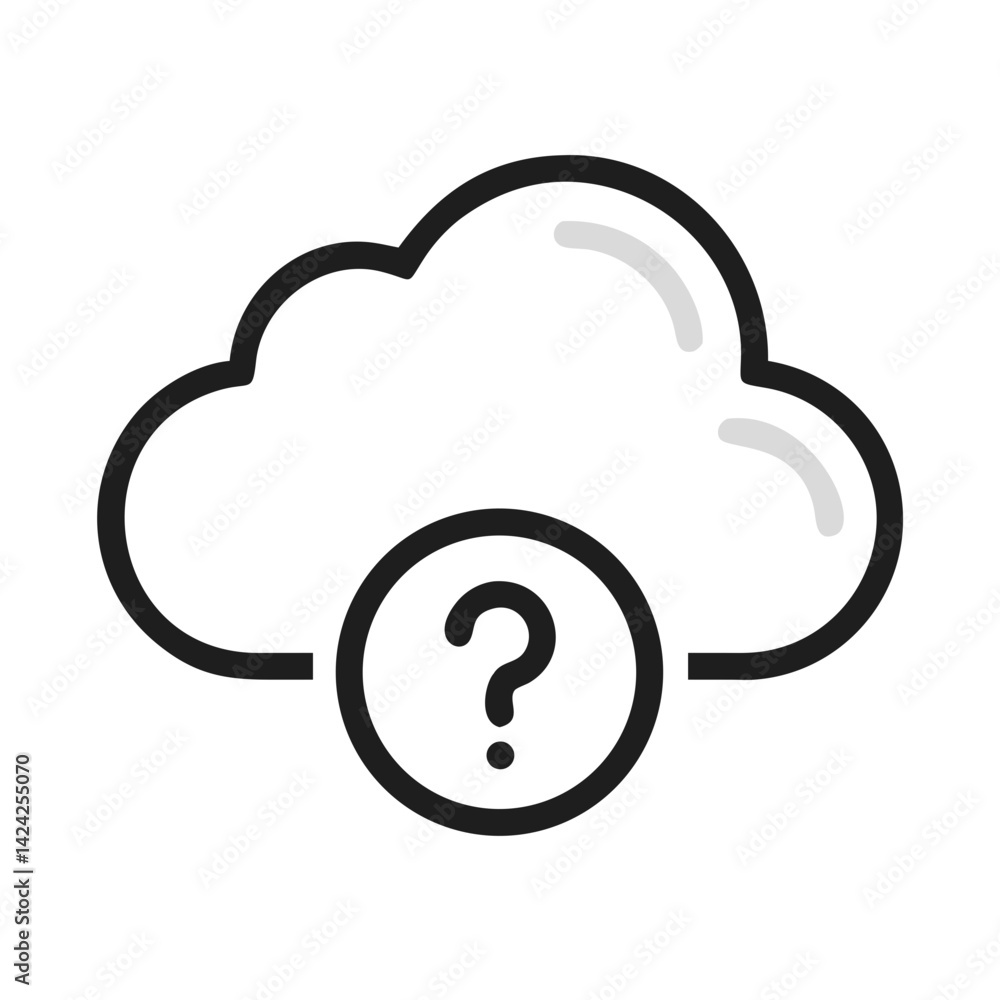 Poster Cloud with Question Mark Icon Representing Cloud-Based Inquiry