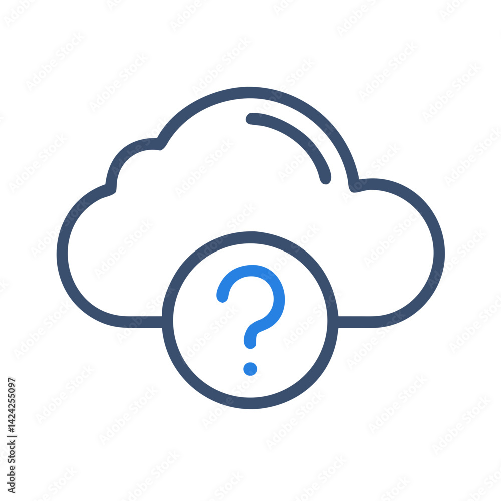 Poster Cloud with Question Mark Icon Representing Cloud-Based Inquiry