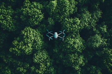 Drone Capturing Aerial View of Traffic Jam