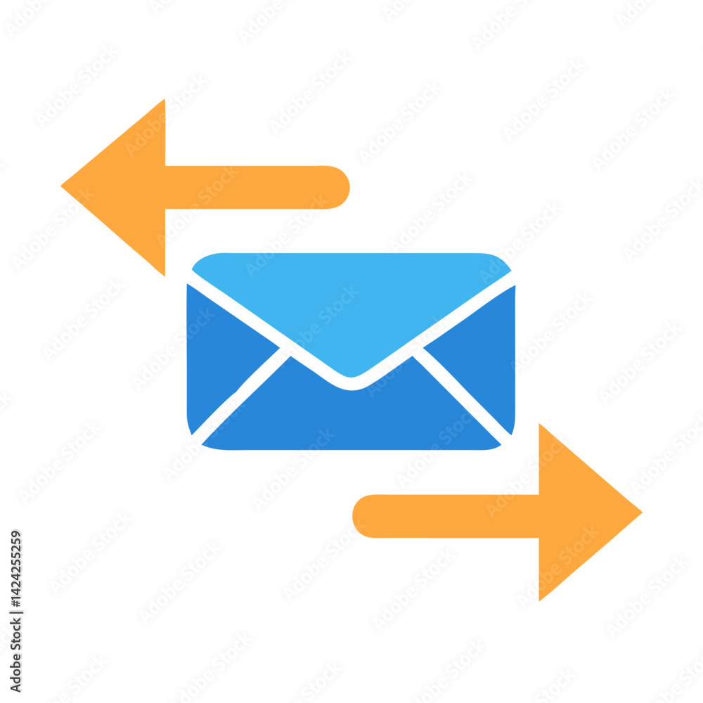 Poster Email Arrows Icon Representing Bidirectional Customer Communication