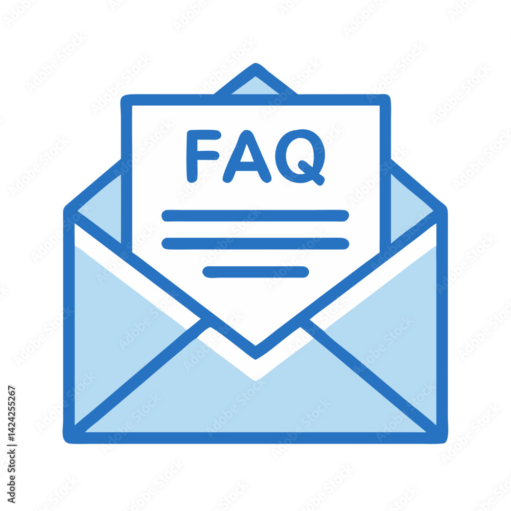 Poster Envelope with FAQ Document Icon Representing Email Help Support
