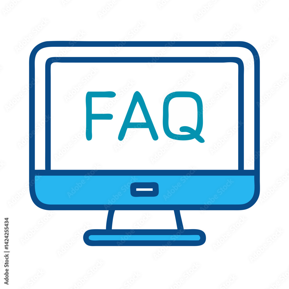 Poster FAQ on Monitor Icon Representing Online Help