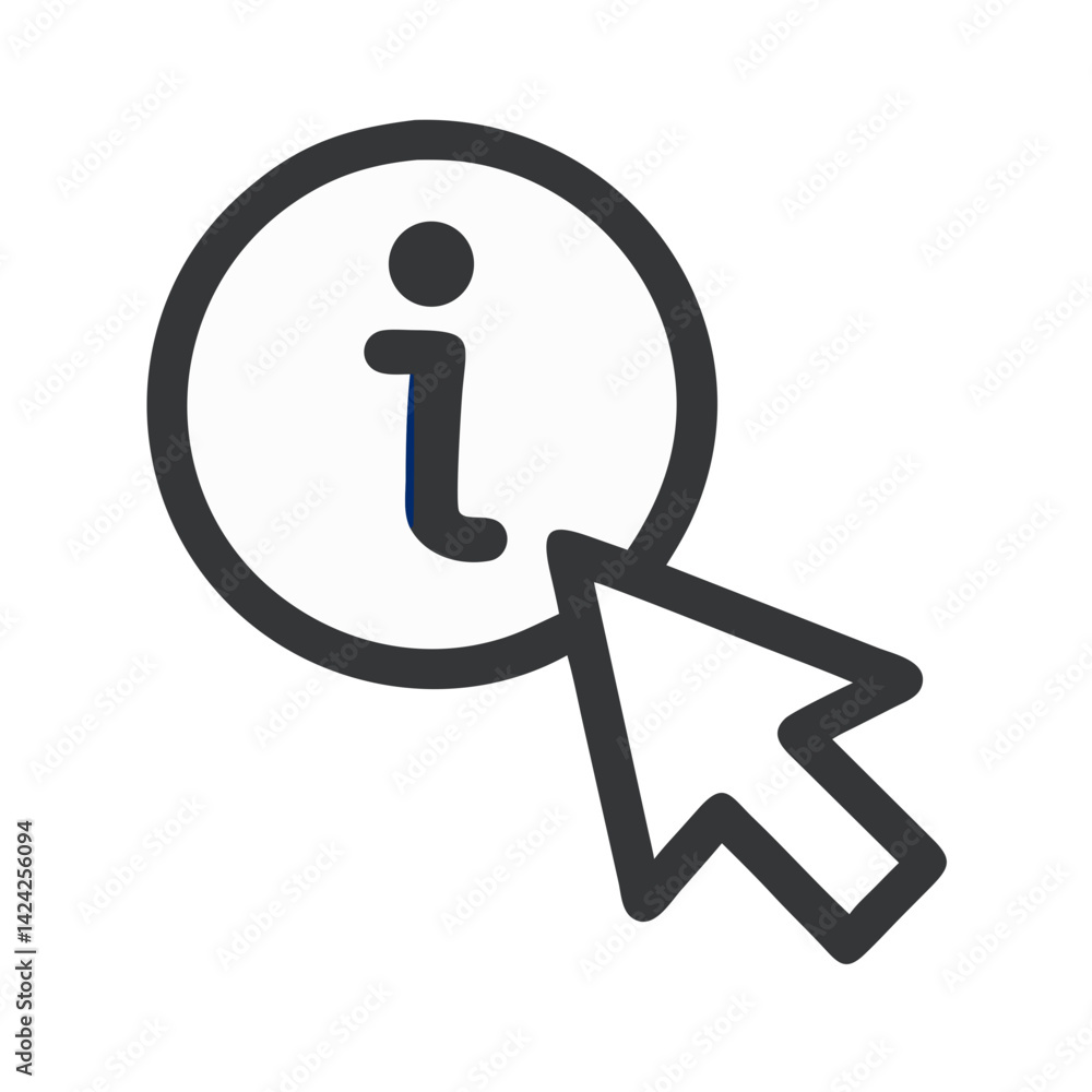 Poster Info Button with Cursor Icon Representing Clickable Information Access