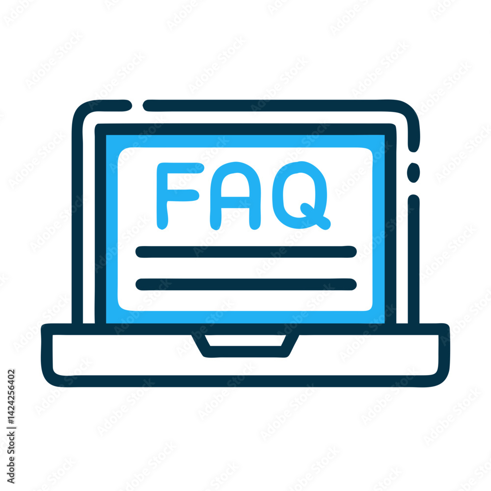 Poster Laptop with FAQ Window Icon Representing Web-Based Help