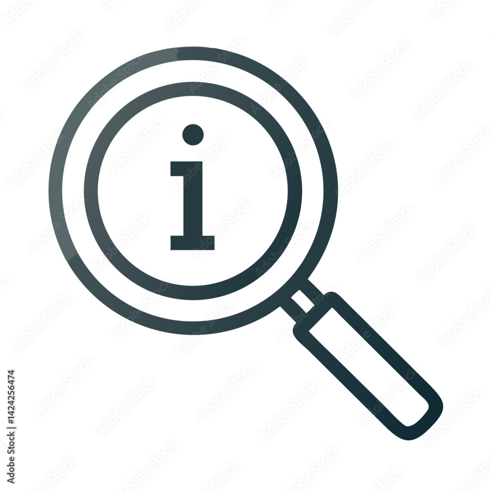 Poster magnifying glass with info icon representing information search