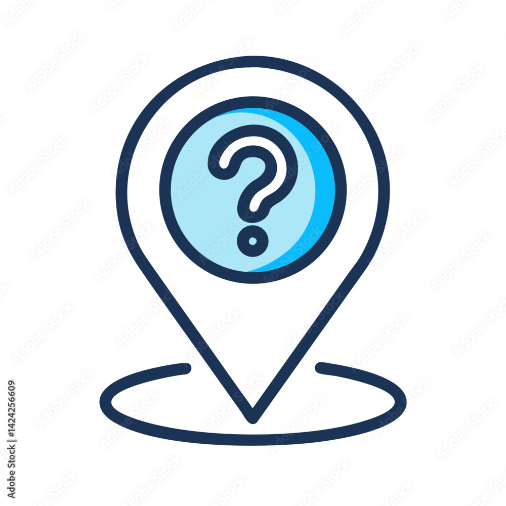 Aufkleber Map Pin with Question Icon Representing Support Location