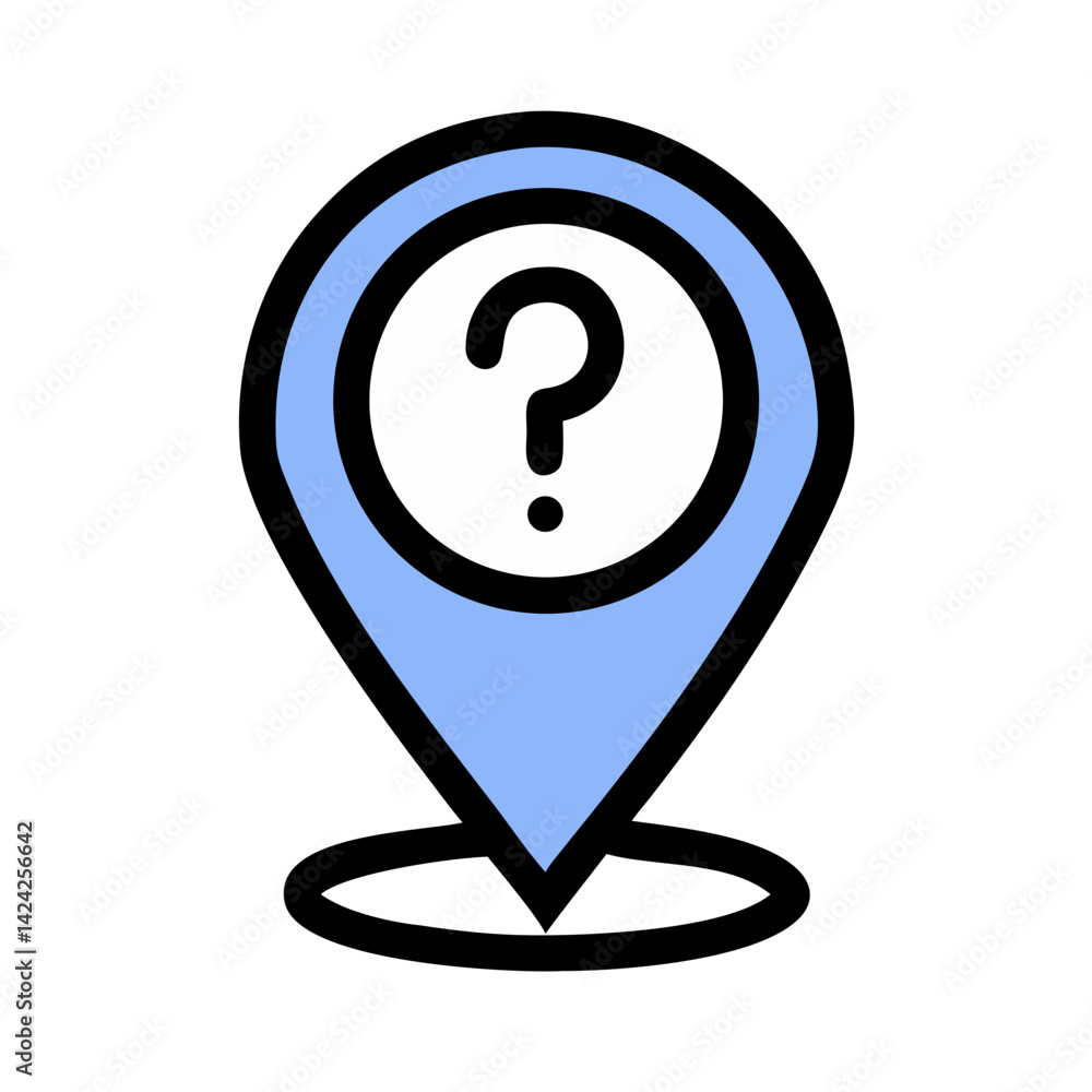 Aufkleber Map Pin with Question Icon Representing Support Location