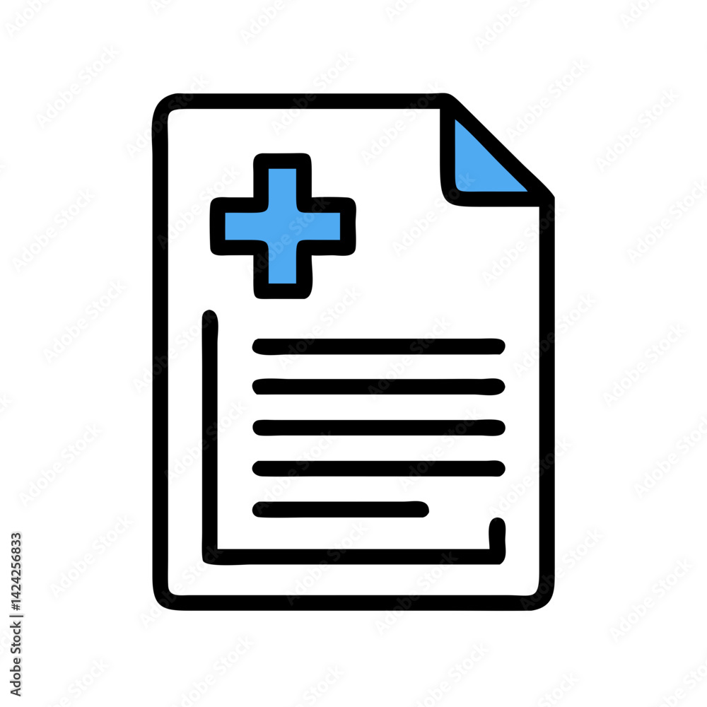 Aufkleber medical report with cross icon representing health documentation
