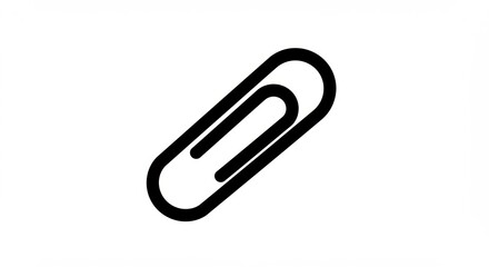Obraz premium Minimalist Paper Clip: Black Outline on White Background, Office Supply Icon