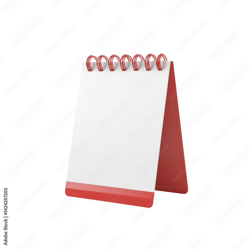 Poster red spiral notepad with blank pages for notes and creative journaling