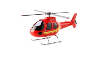Red Cartoon Helicopter on Transparent Background