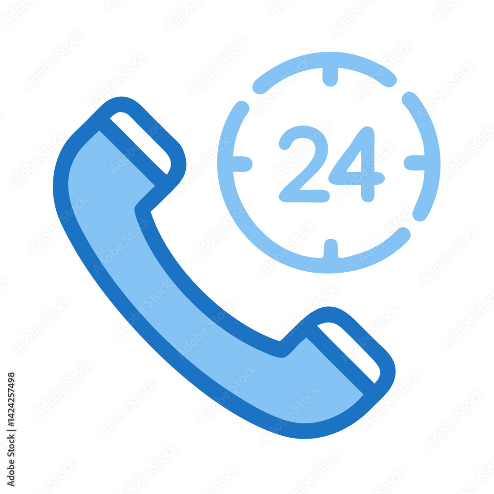 Poster Phone with 24 Clock Icon Representing Round-the-Clock Support
