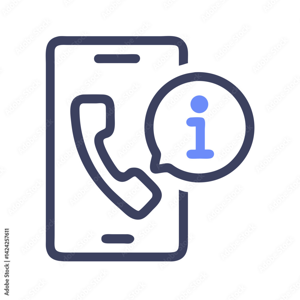 Aufkleber phone with info icon representing voice-based support