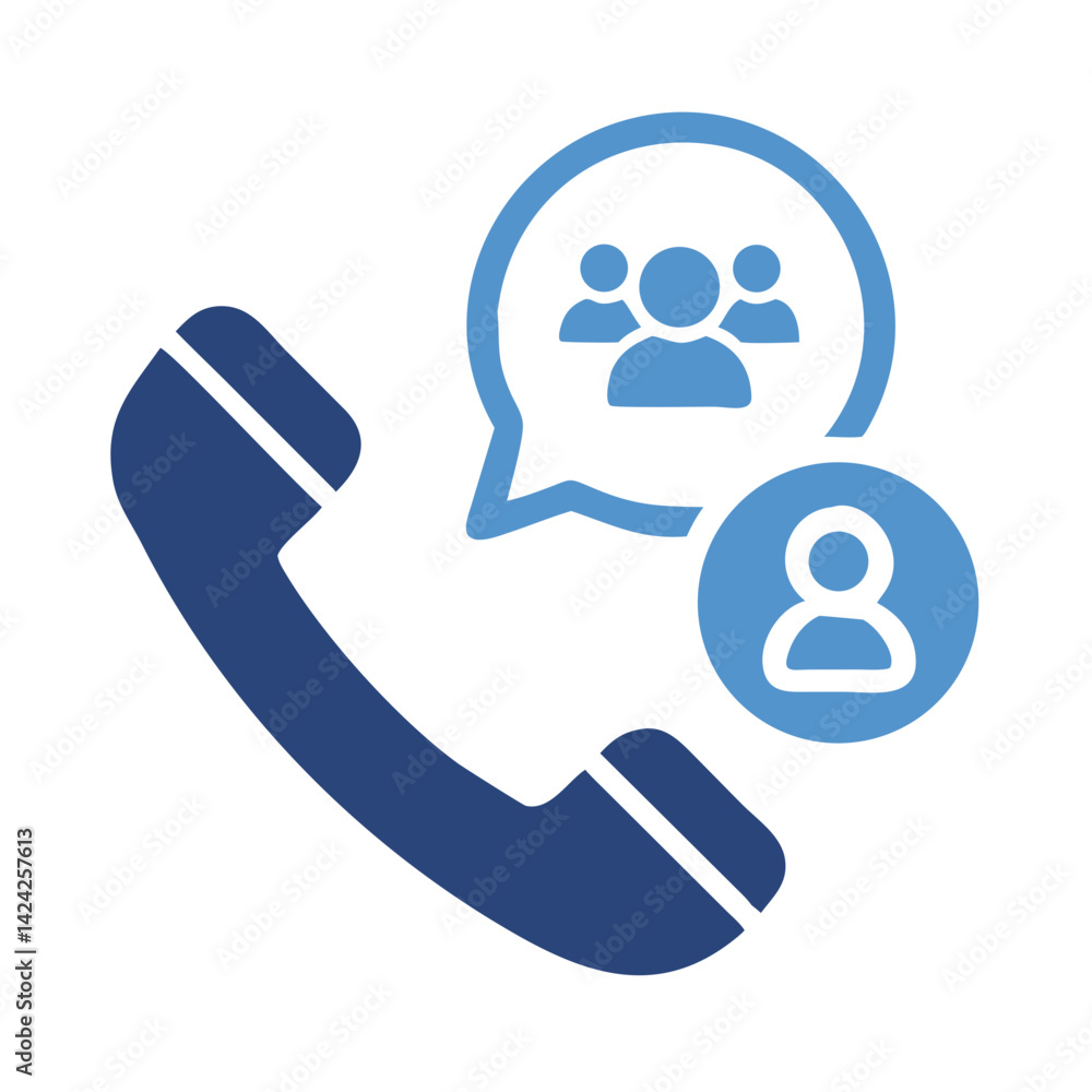 Poster phone with network icon representing customer support