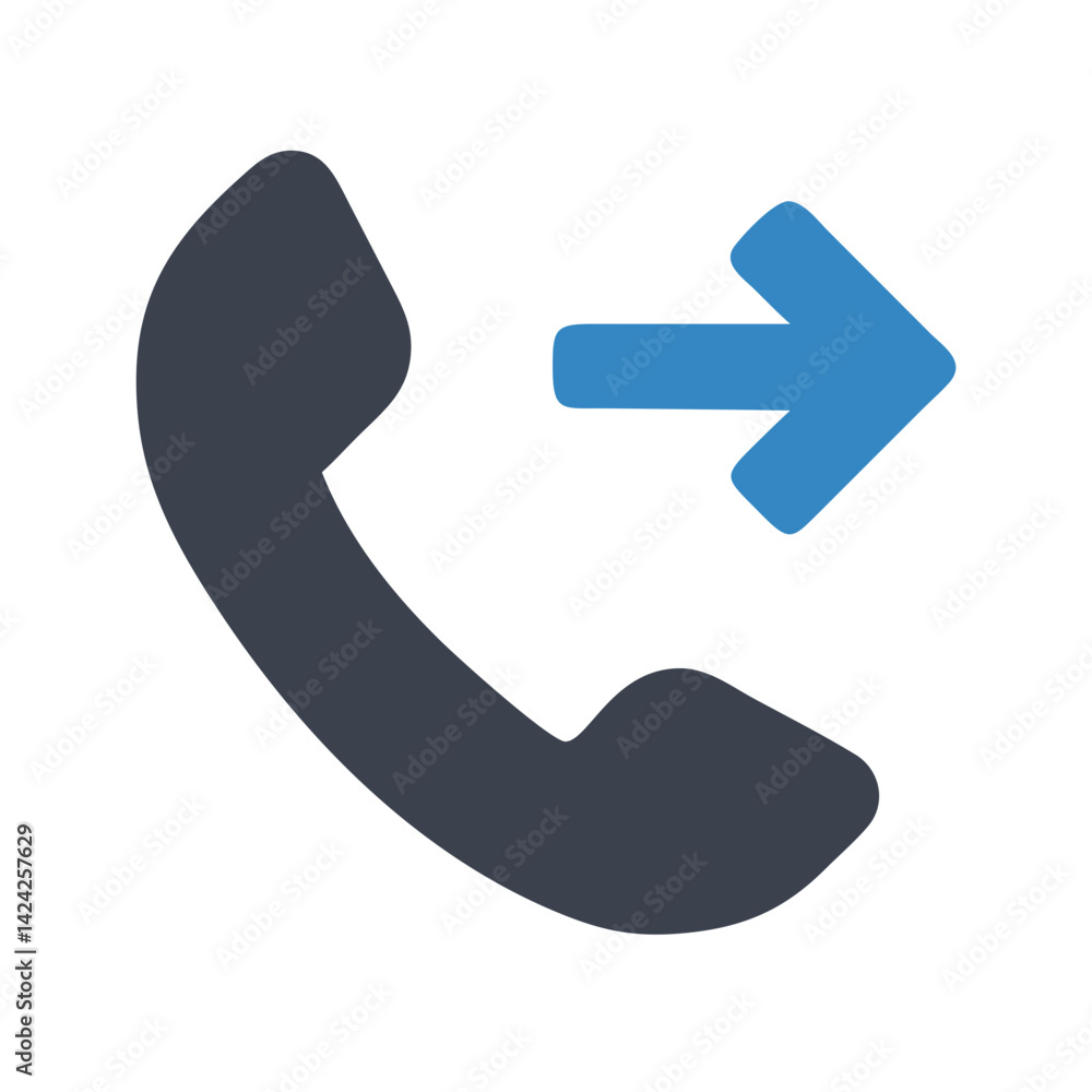 Aufkleber phone with outbound arrow icon representing call outgoing