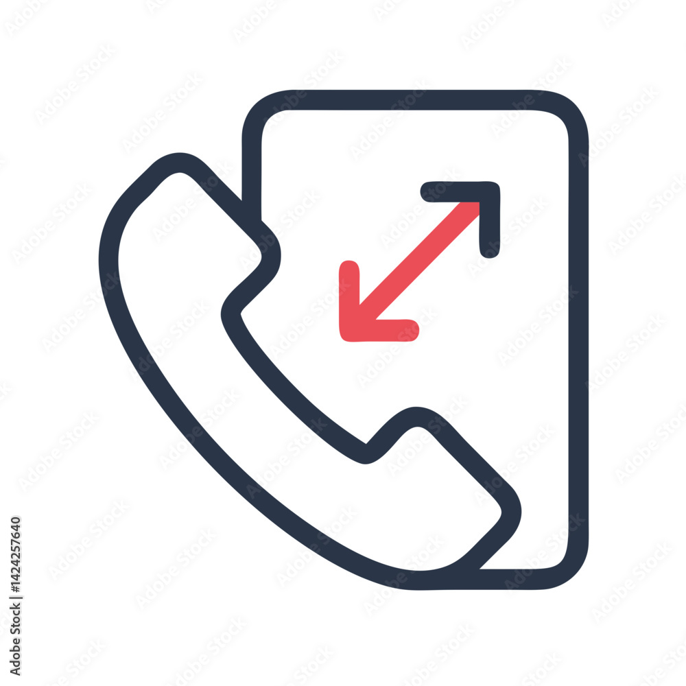 Poster phone with outbound arrow icon representing call outgoing