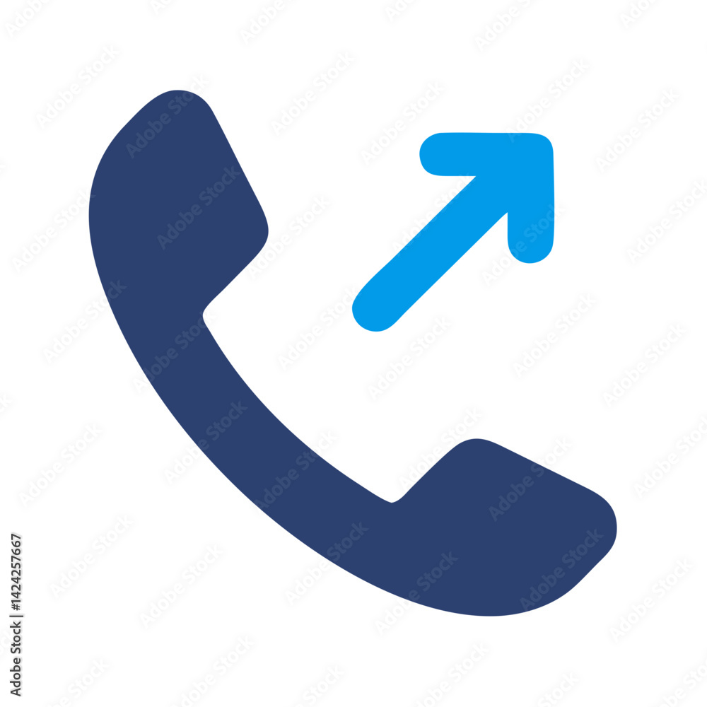 Aufkleber phone with upward arrow icon representing outgoing call