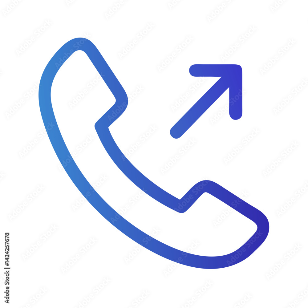 Poster phone with upward arrow icon representing outgoing call