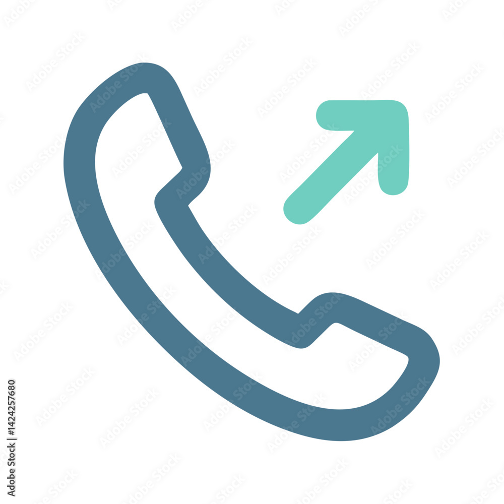 Poster phone with upward arrow icon representing outgoing call