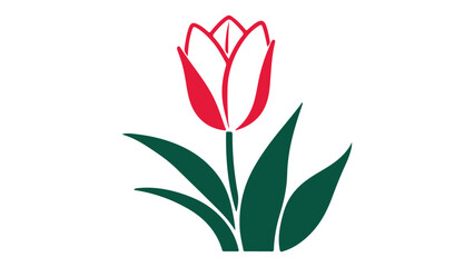 simple flower icon with leafs on the bottom vector illustration